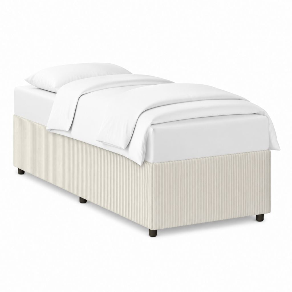 Lit coffre une place beige en velours côtelé 90 x 190 cm