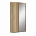 Armoire de chambre 2 portes coulissantes chêne clair panneaux de particules avec miroir 120 x 60 x 200 cm