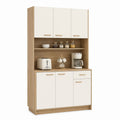 Buffet de cuisine haut blanc et chêne en panneaux de particules 100 x 40 x 180 cm