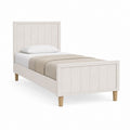 Lit simple avec cadre blanc effet chêne en MDF et bois massif 90 x 190 cm