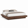 Lit plateforme double en placage noyer rectangulaire 160 x 200 cm