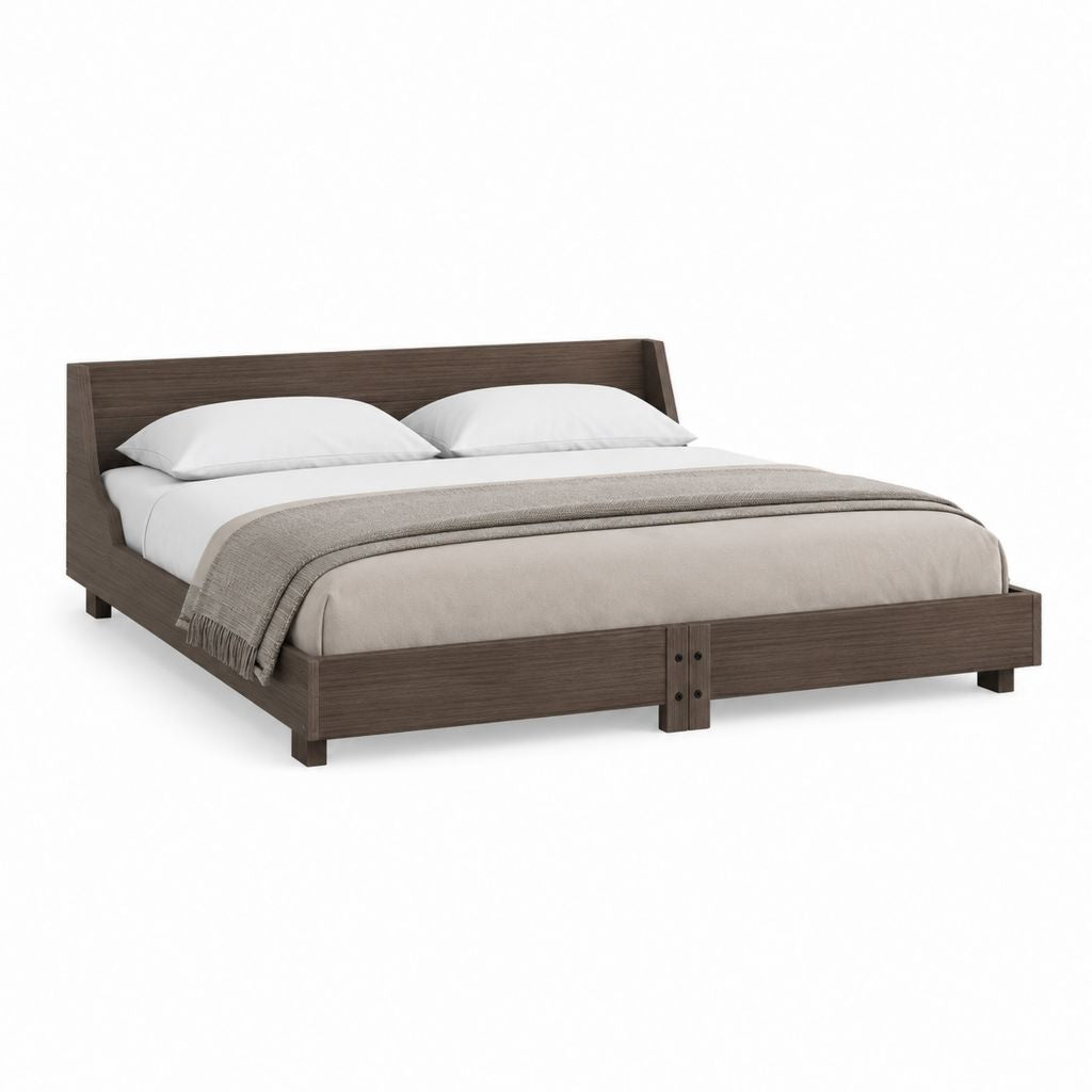 Lit double avec cadre brun foncé en panneaux MDF 160 x 200 cm