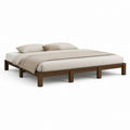 Cadre de lit double marron en bois massif 160 x 200 cm